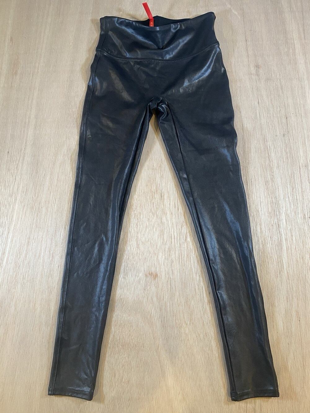 Spanx by Sara Blakely Black Faux Leather Leggings NWOT Size Petite Small